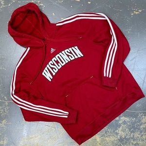 Adidas Wisconsin Badger Pullover Hooded Sweater Large NCAA Football Basketball